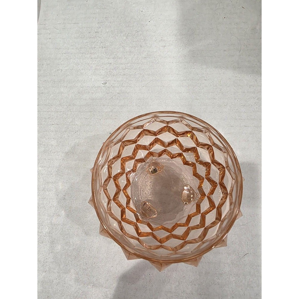 Vintage Jeannette Pink Depression Cube 3-Footed Powder Jar - No Lid